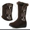 New Winter Women Boots Casual Warm Fur Mid-Calf Boots Shoes Women Slip-On Round Toe Wedges Snow Boots Shoes Muje Plus Size 42