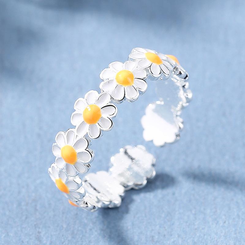 Rings For Women Daisy Flower Open Adjustable Rings Trendy Korean Style Sweet Cute Finger Ring Jewelry Gift