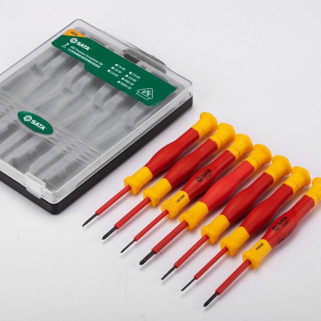 SATA 09318 Insulated VDE Slotted & Phillips Screwdriver Set, 7 pcs