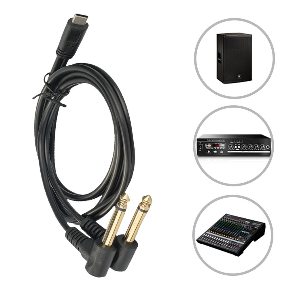 Кабель Type C на 6,35 мм Прямой/Угловой USB C на Одиночный/Двойной 1/4-дюймовый Адаптер Шнур для Домашнего Кинотеатра