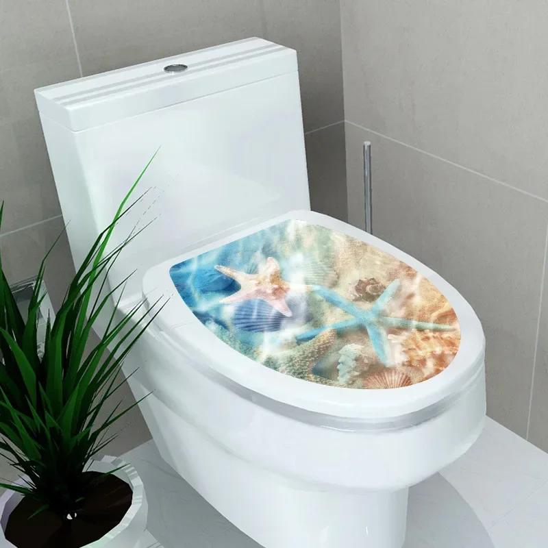 1 шт. DIY Декор для ванной комнаты с узором морских животных 3D Наклейка на крышку унитаза ПВХ Арт-обои Съемные наклейки для ванной Наклейка на унитаз
