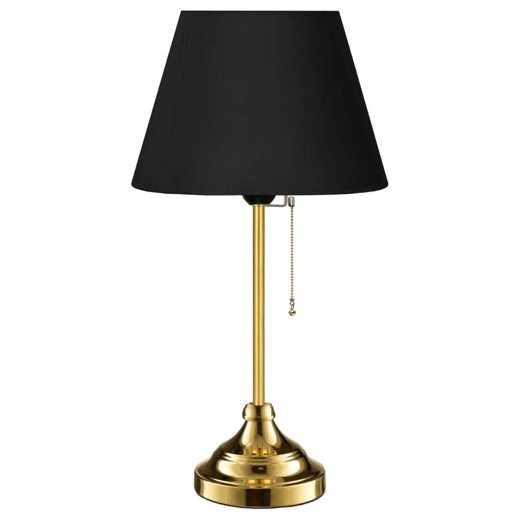 Edel Gold Body Metal Pull-Drop Chain Lampshade Conical Black Fabric Head