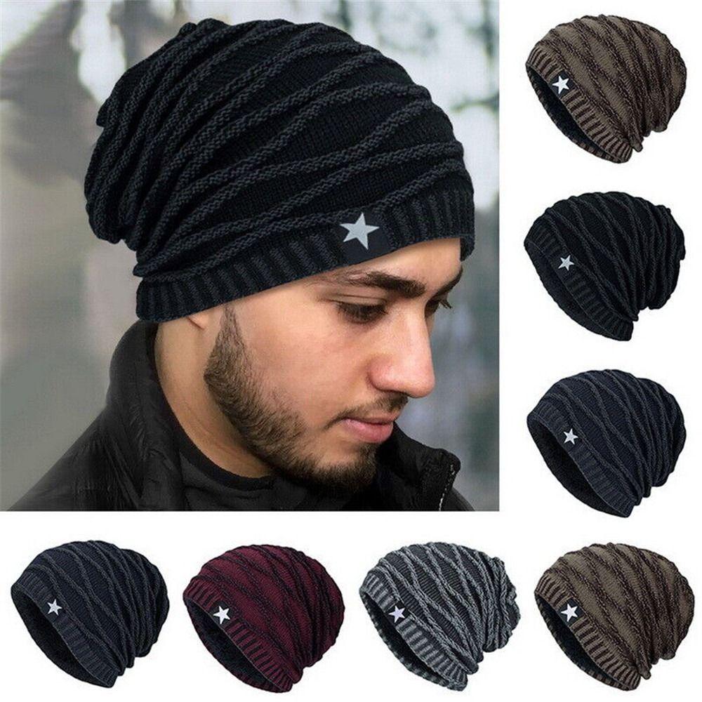 Men Women Fleece Lined Warm Thermal Ski Cap Beanie Hat Knitted Cap Skullies Hat