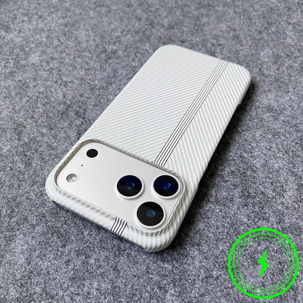 Тонкий Прочный Магнитный Чехол с Узором из Углеродного Волокна и Кевлара Для IPhone 17 Air 16 Plus 15 14 13 Pro Max Безрамочный Ударопрочный Жесткий Чехол