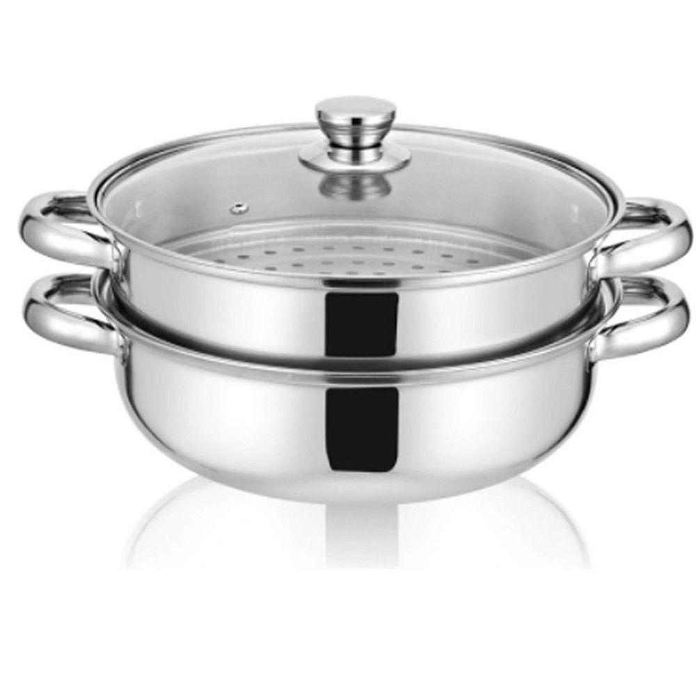 Stainless Steel Vegetable Steamer Pan Set Transparent Double Boilers Steaming Cookware Dumpling