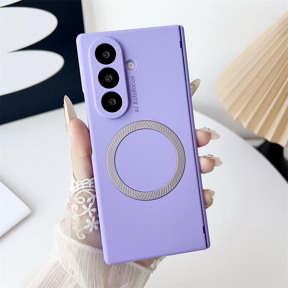 For Samsung Galaxy Z Fold7 5G Magnetic Case Hard PC Phone Cover with Tempered Glass Screen Film
