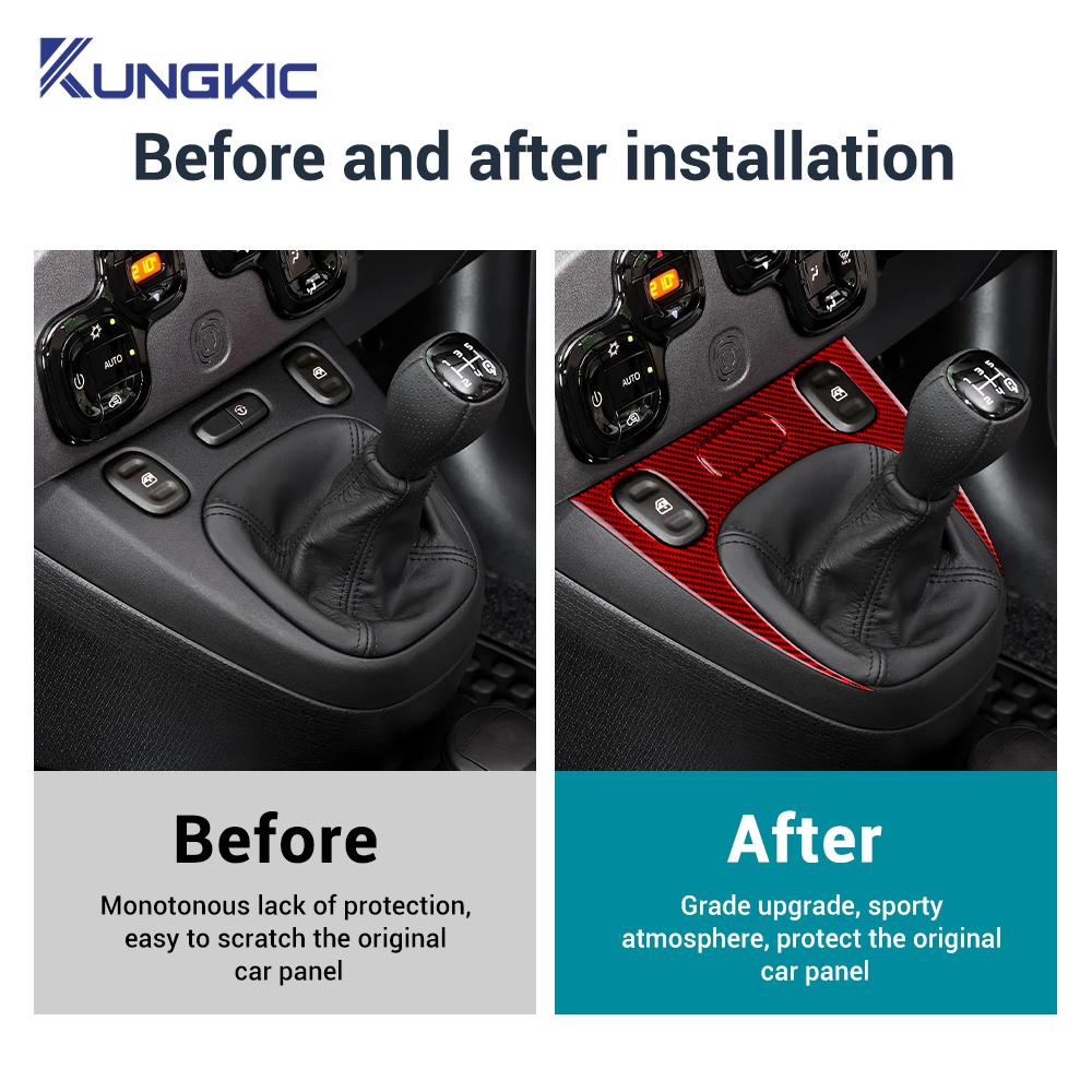 Real Soft Carbon Fiber Sticker For Fiat Panda 169 319 2013-2020 2021 2022 2023 2024 2025 LHD RHD Car Gear Shift Interior Panel
