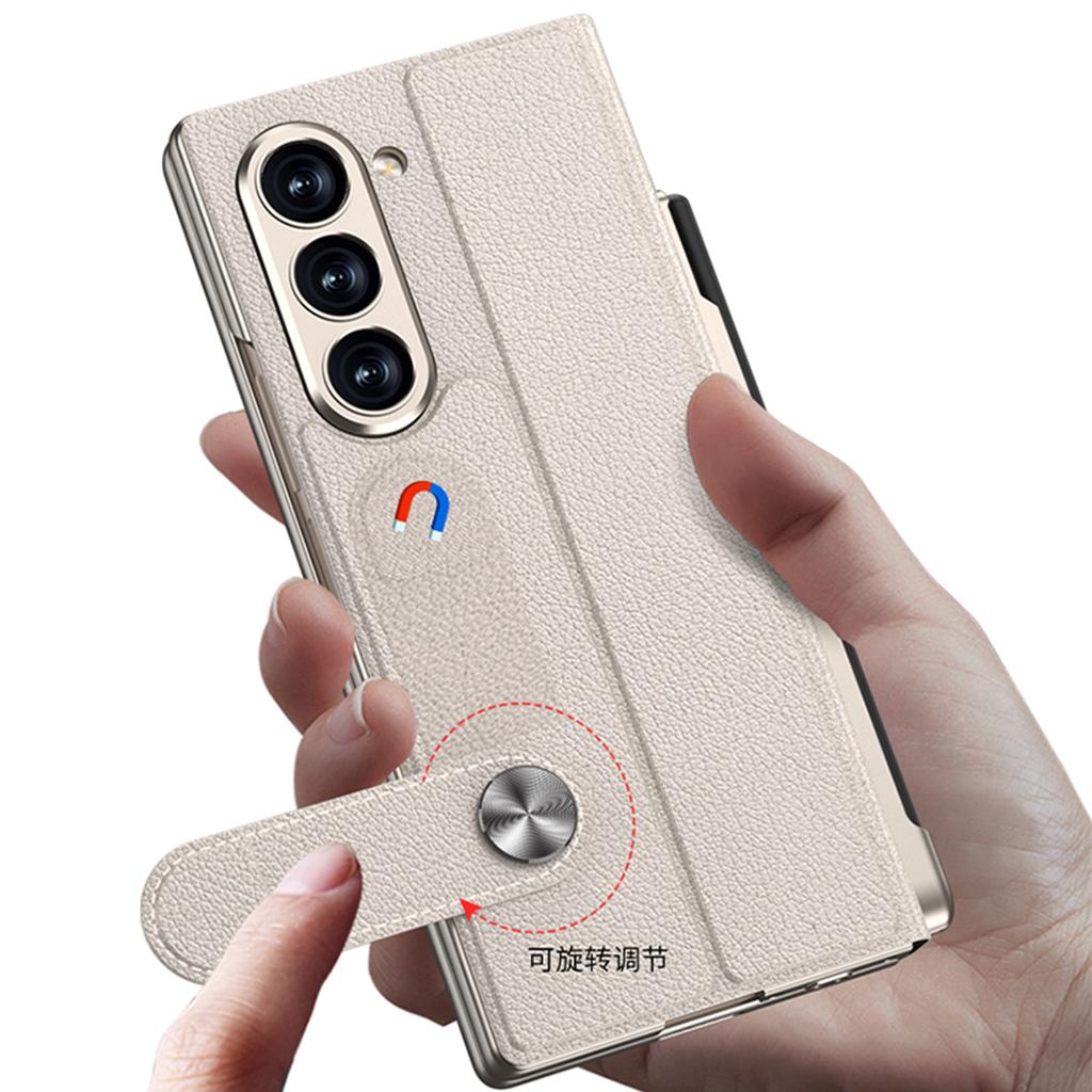 Мобильный телефон Samsung Z Fold6 Кронштейн из хитиновой кожи Складной экран Защита от падений Чехол-книжка Кожаный чехол Пленка Встроенный слот для ручки