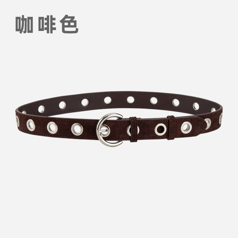 Punk Style Leather Belt Women'S Matte Jeans Decorative Belt Women