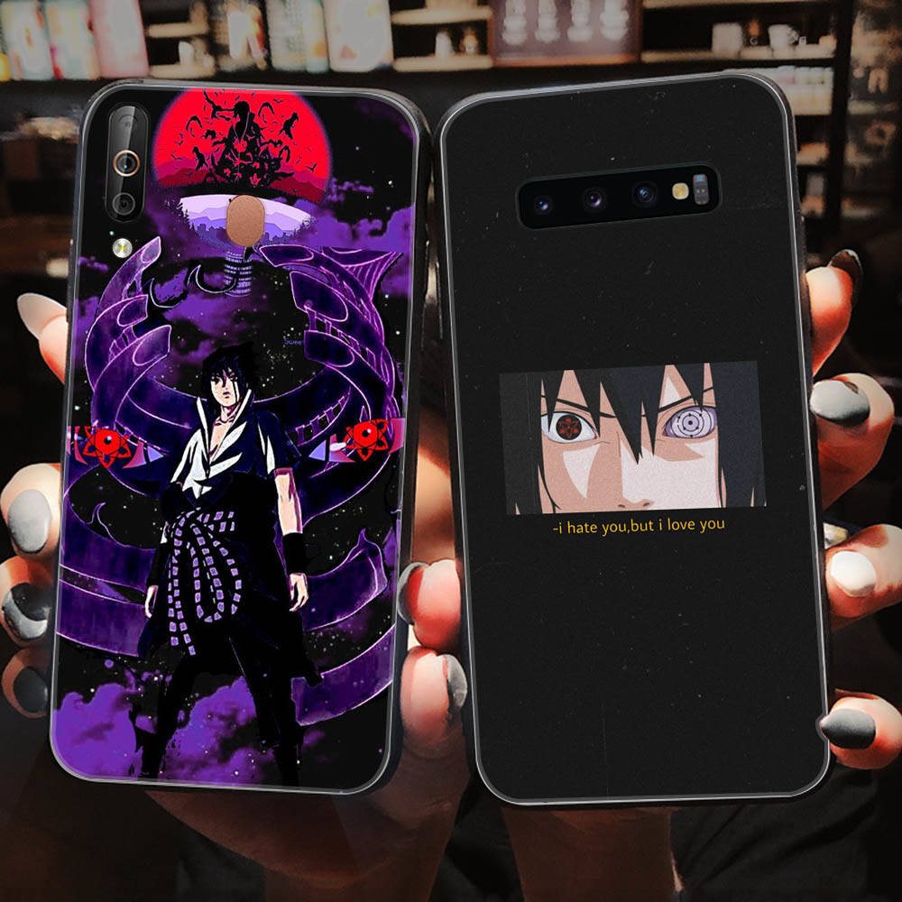 Мягкий черный чехол W-40 Naruto Uchiha Sasuke для iPhone 11 12 13 14 15 6 7 8 X XS Pro Max XR Samsung S21 S22 S23 S24 FE Ultra S8 Plus