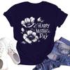 Women's Casual Fashion Street Slim Short Sleeve Mother's Day Printed T-Shirt Top