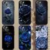 Ультратонкий чехол из ТПУ с синим цветком розы для iPhone 6-16ProMax/SamsungS7-S24Ultra/Redmi13TPro - ударопрочный, устойчивый к царапинам, рельефный чехол CameraSafe