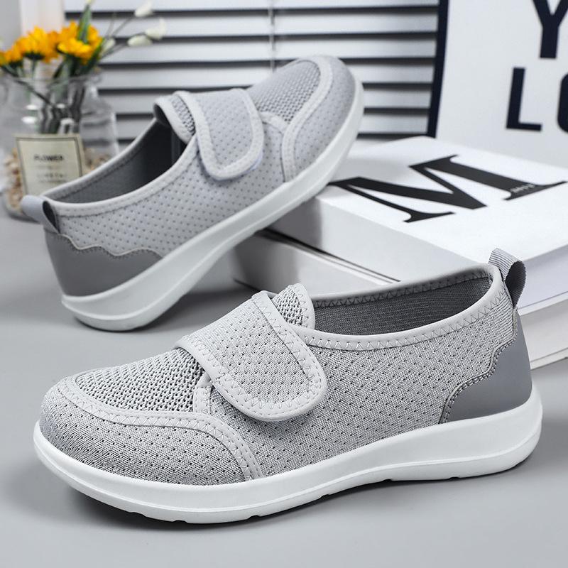 Женская обувь летняя полиуретановая повседневная обувь дышащая сетчатая обувь с плетением «муха» легкая обувь на липучке для мам универсальные туфли-лодочки