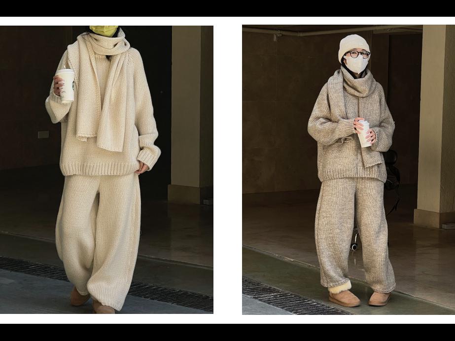 Женские повседневные брюки из плотной шерстяной трикотажной ткани - зимние в японском ретро-стиле, свободный силуэт, утягивающие, теплые.