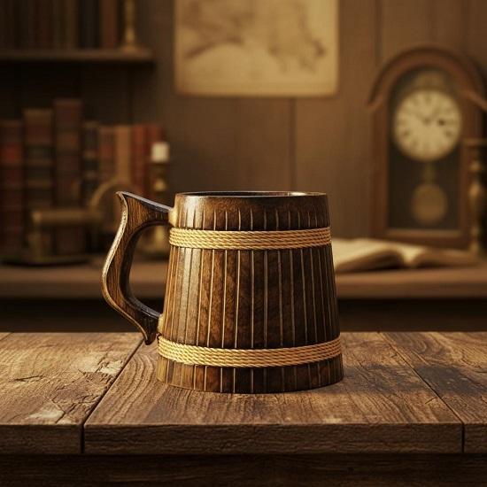Деревянная пивная кружка в деревенском стиле 700 мл Ручная работа Посуда для крафтового пива Домашний бар