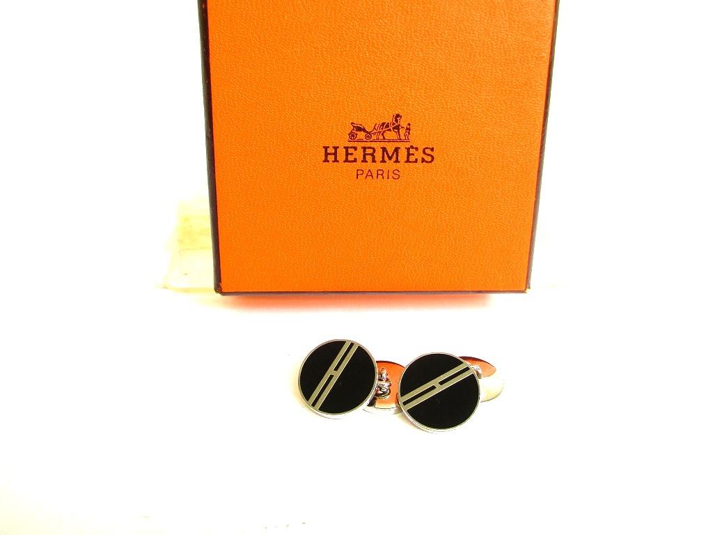 Подлинные запонки HERMES H Motif с палладиевым покрытием #9990 восстановленные