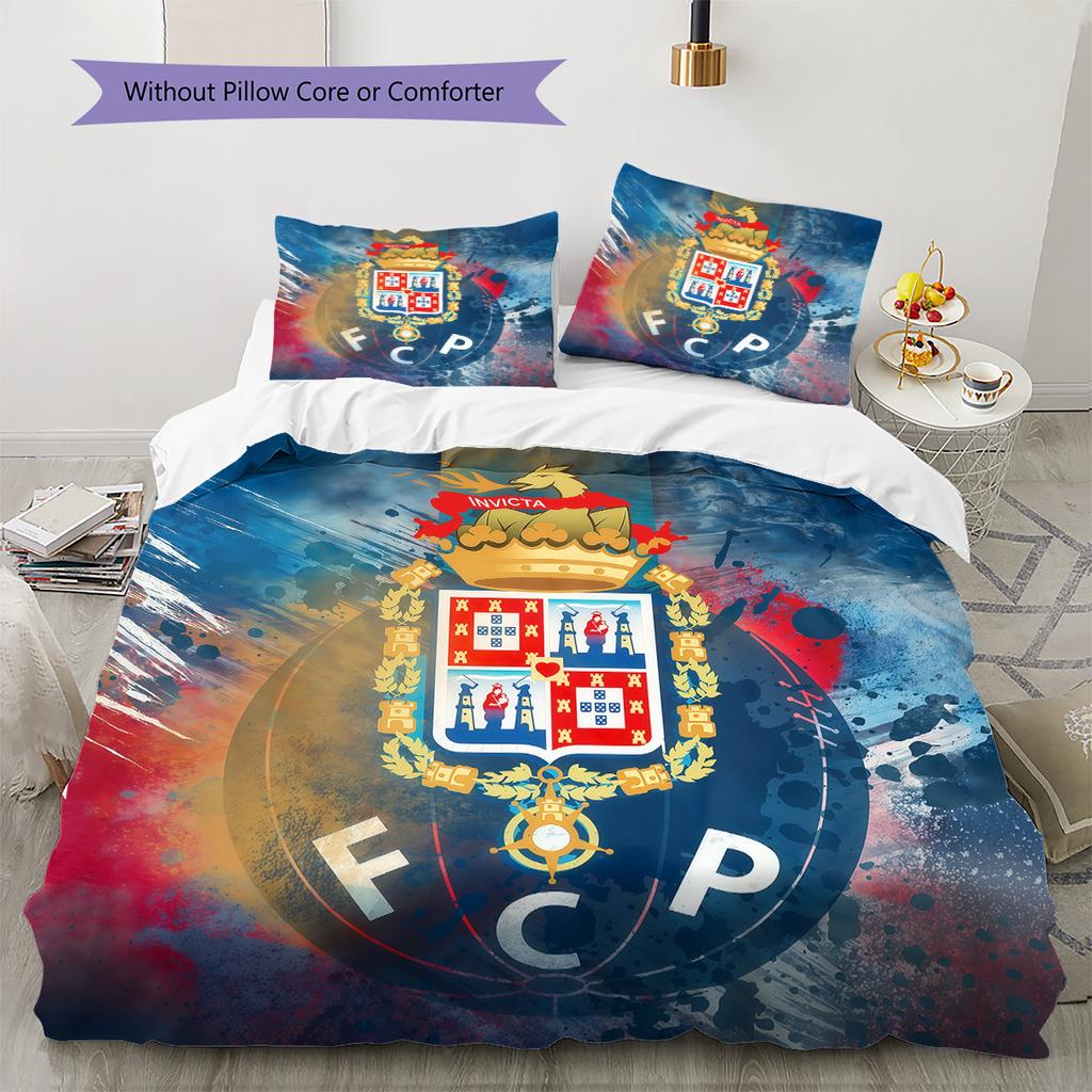 Futebol Clube do Porto Pattern Bedding Quilt Set Home Decoration Gift (1 * duvet cover + 2 * pillowcase without core)