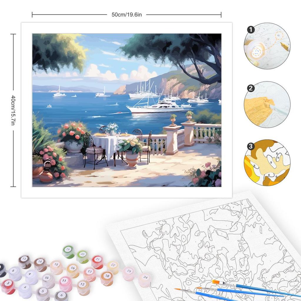 Рамка для рисования по номерам на холсте, гавань, пейзажный рисунок с цифрами для взрослых, домашний декор ручной работы 40x50 см