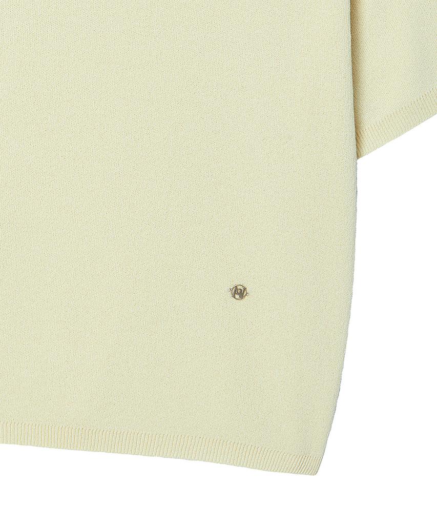 BEYOND CLOSET [Collection Line] Weaving Collar Detail Cotton Knit Ivory