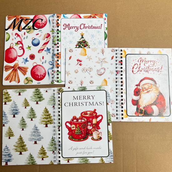 Handmade Gift Presenting Album Christmas Card Book, 7" x 5" Spiral Bound Merry Personalized Present Scrapbook Booklet, Greeting Album, for Xmas Party