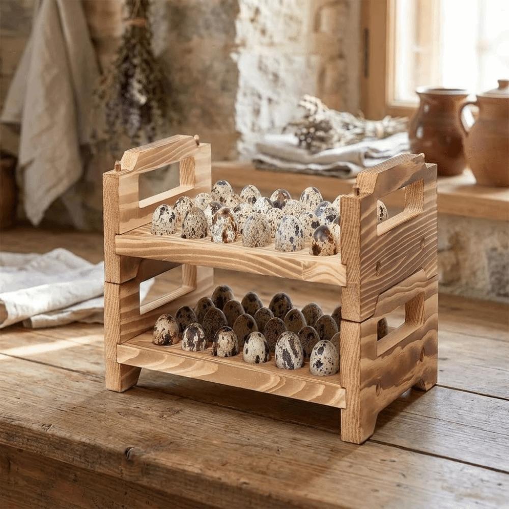 Space Saving Wood Egg Holder Large Capacity Egg Storage Rack Egg Display Crates  Home