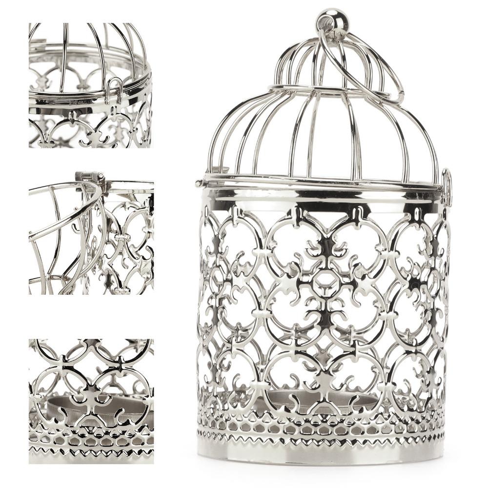 Iron Hanging Lantern Candle Holder Electroplated Birdcage Candlestick Decorations Gift For Events