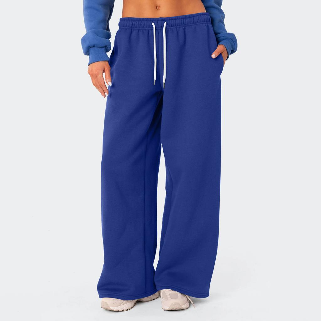 Женские брюки для йоги. Удобные брюки на шнурке. Свободные прямые брюки с карманами. Однотонные спортивные штаны. Широкие штаны для бега.