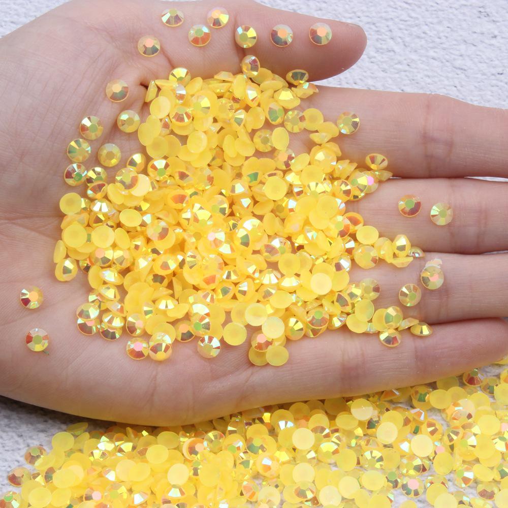Multi-Color AB Jelly Resin Rhinestones, 2-6mm, 1000 Pcs, Flat Back for Nail Art