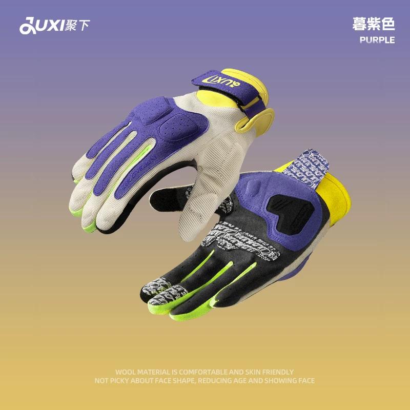Motorcycle Riding Gloves for Women, Summer Sun Protection, Breathable, Racing Rider, Retro Motorcycle Gloves for Men, Full-Finger Touch Screen