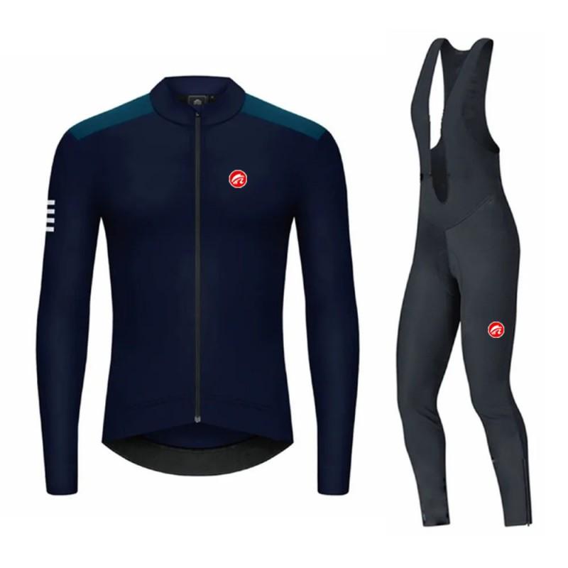 Long Sleeve Cycling Jersey Set Thermal Winter Bike Wear Road Men Women Quick Dry Cotton Blend