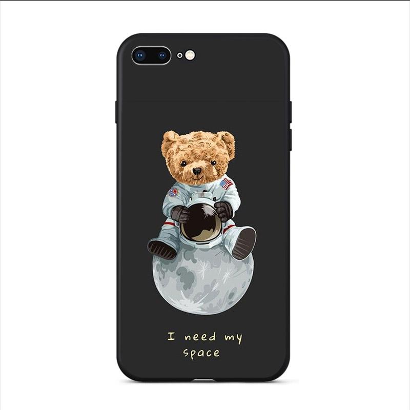 Чехол для телефона с милым мультяшным медведем для Iphone 12 Mini 13 11 Pro Max SE 2020 XS X XR Hard Mobile Shell 7 6S 8 Plus 5, забавный уникальный чехол