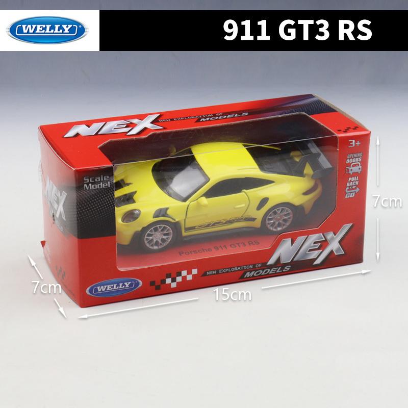 Welly 1/36 Porsche 911 GT3 RS Металлическая модель автомобиля Литье под давлением и игрушечные транспортные средства Модель автомобиля Миниатюрная масштабная модель автомобиля Игрушка для детей