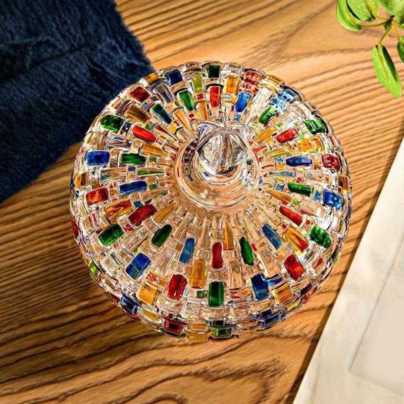 Разноцветные стеклянные банки с крышкой Хрустальные стаканы Конфетницы Шкатулка для украшений для свадьбы, Рождественской вечеринки Декоративная конфетница
