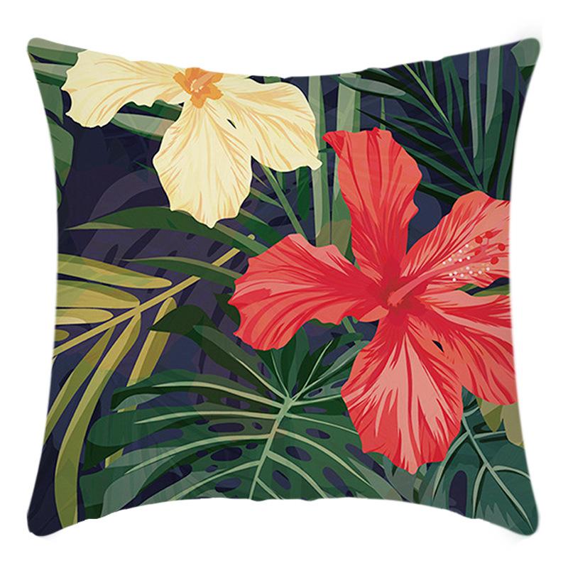 New Pillowcase Green Plant Flower Print Pillow Home Sofa Cushion Cover