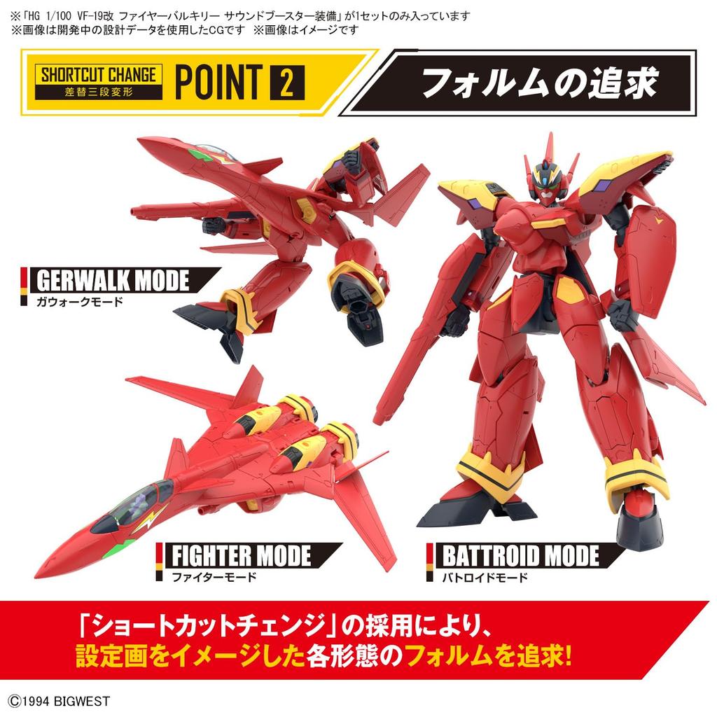 Пластиковая модель HG Macross 7 Kai Fire Valkyrie Sound Booster с цветовой кодировкой и масштабом VF-19 1/100