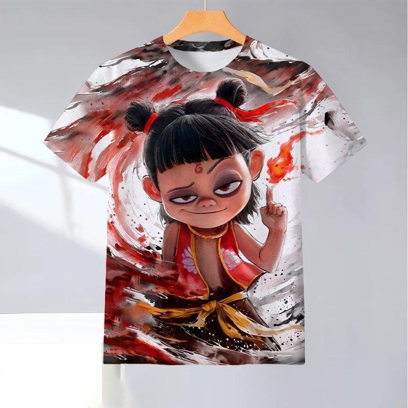 Футболка для мужчин и женщин, детская, Nezha's Demon, детские, мужские и женские футболки с изображением моря, летние футболки с 3D-печатью, короткий рукав, мужская одежда