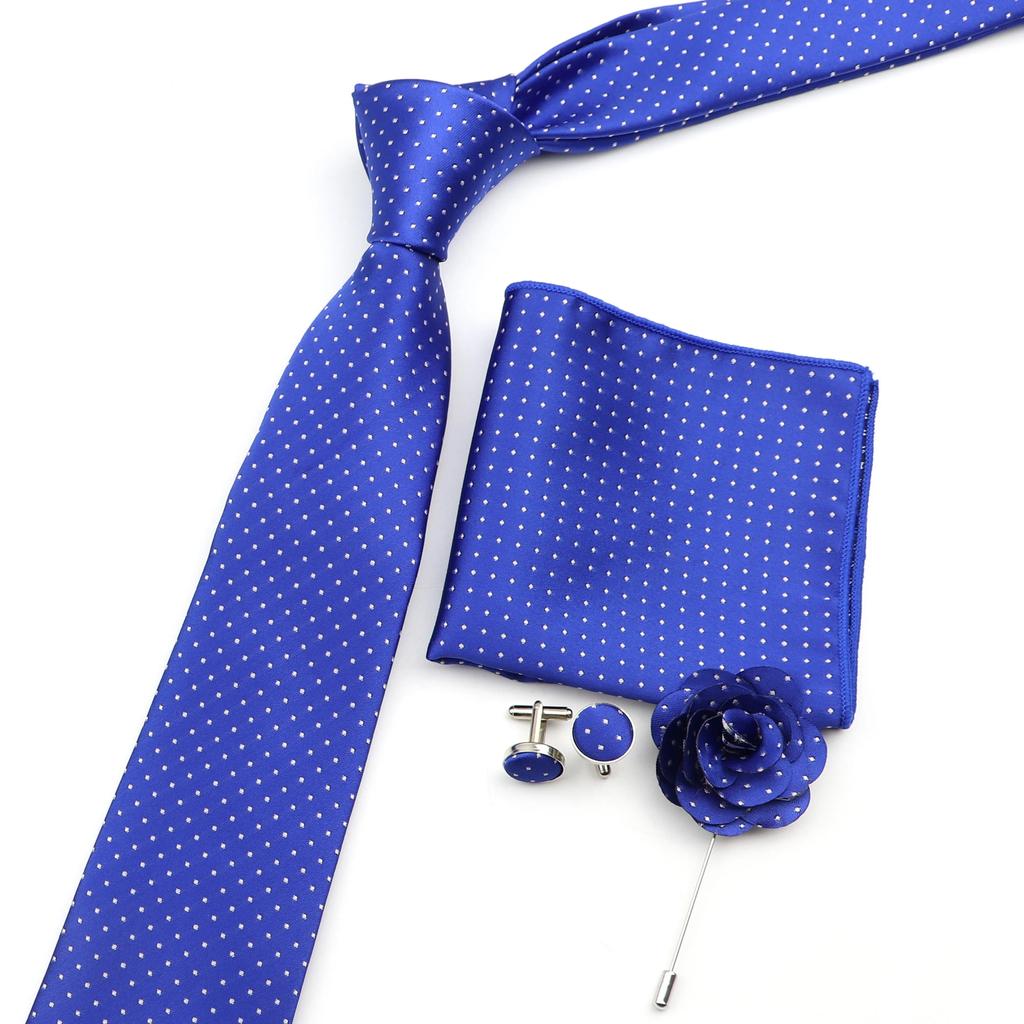 Роскошный комплект мужских галстуков, деловой галстук, комплект запонок, мужской галстук из полиэстера, носовой платок в горошек. Карманный платок
