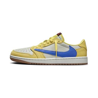 Детские кроссовки Travis Scott x Air 1 Retro Low OG SP PS Canary Yellow Racer-Blue Light-Silver DZ5909-700