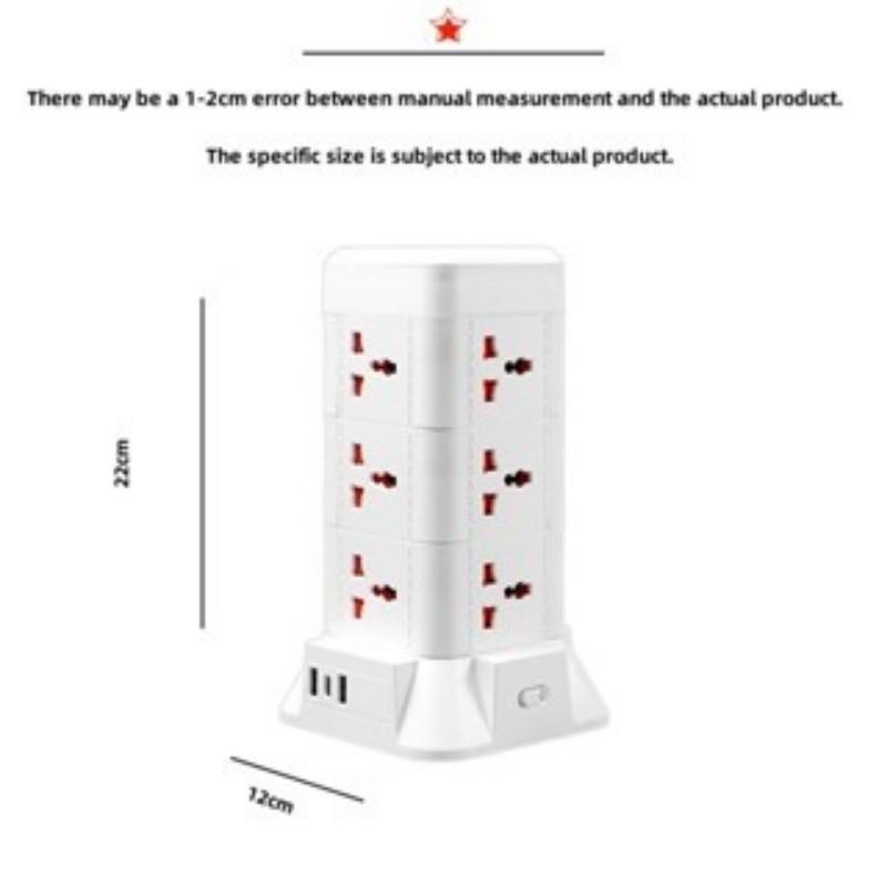 2/3-слойная башня-сетевой фильтр, розетка питания, автоматический выключатель перегрузки, плата с розетками, шнур питания 2/3/5 м с несколькими вилками