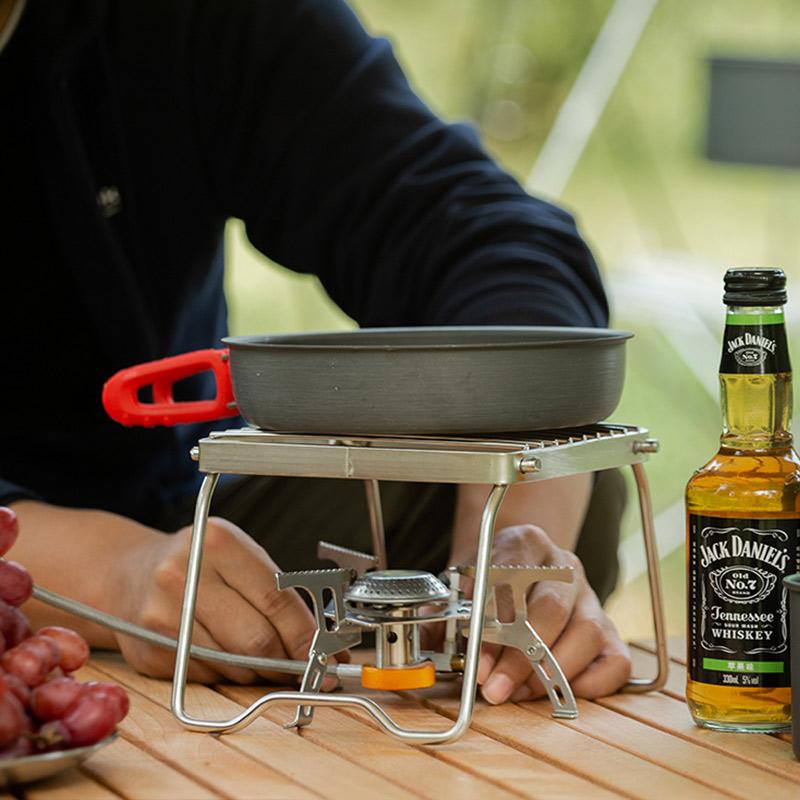 1Pcs Camping Mini Stove Stand Stainless Steel Foldable BBQ Grill Stand Barbecue Stove Grill Rack Cooking Picnic Accessories