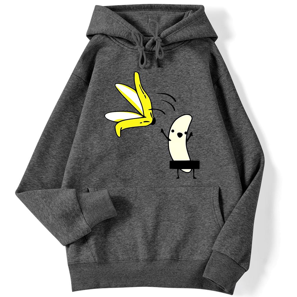 Street Ladies Hoodies Let's Take Off Our Banana Peel Funny Printing Clothing Comfortable Warm Sweatshirts Female Cute Streetwear