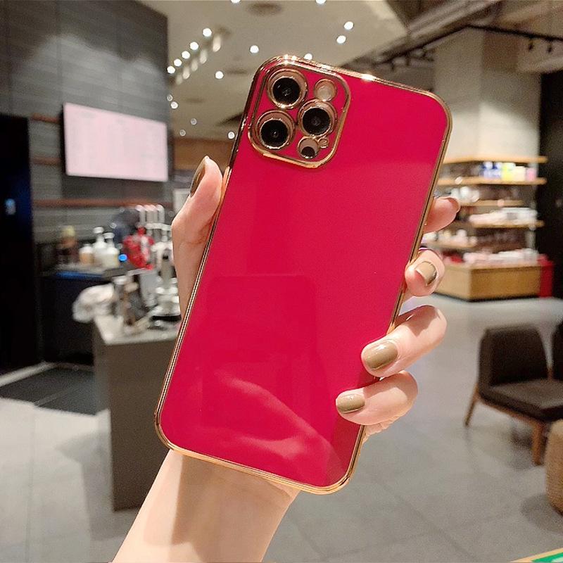 Конфетный цвет 6D гальваническое покрытие подходит для iPhone17ProMax Apple 16/15 однотонный силиконовый чехол для мобильного телефона с мелкими отверстиями X