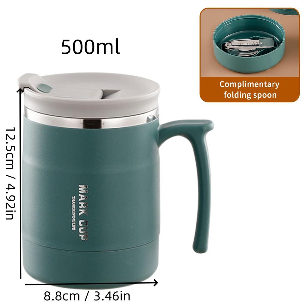 Thermal Cup 304 Stainless Steel Double-layer Insulated Coffee Mug With Spoon Portable Leak Proof Wter Cup For Student Adult