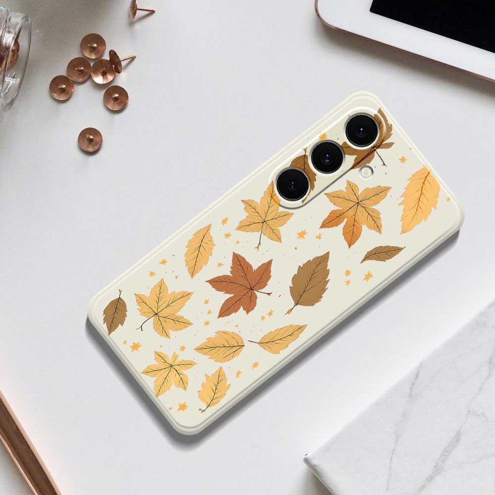 For Samsung Galaxy S25+ Case Maple Leaves Pattern Printing Straight Edge TPU Phone Back Cover