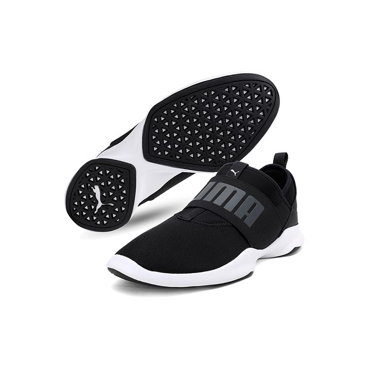 Puma Dare Удобная ткань Амортизация Прочные Легкие Низкие Марафоновые кроссовки Унисекс кроссовки Черный Серый Белый 363699-01