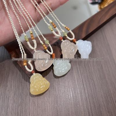 Натуральный афганский нефрит Двусторонний кулон Будды – Белый цвет бараньего жира и Циньбайский нефрит Женский талисман