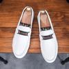 Doudou Men's Shoes Spring British Style White Loafers Casual Leather Shoes Lazy One Pedal Driving Soft-soled Trendy Shoes
