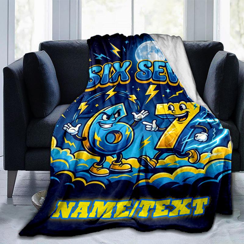 1PC Custom Name "Six Seven Night Adventure" flannel blanket versatile,all-season throw suitable for the living room,bedroom,camping,travel,and gift