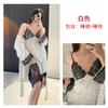 French lace suspender print nightdress two-piece set with chest pad medium and long women's loungewear high-end pajamas women