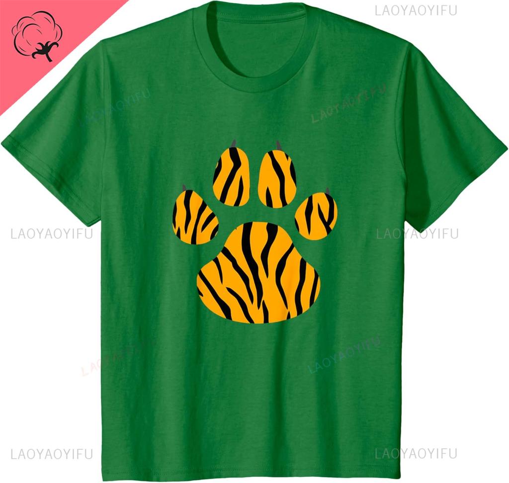 Cool Animal Tiger Print Paw Funny Shirt Men and Women Short Sleeves Cotton Tee Graphic T Shirts Camisas Streetwear